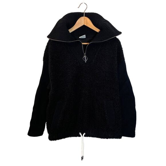 Varley Rogers Jacket Womens Small Black Half Zip Boucle Sherpa Half Zip Cozy - Picture 1 of 10